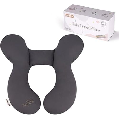 KAKIBLIN Baby Travel Pillow, Upgraded Baby Neck Pillow for Car Seat, Head Support Pillow for Car Seat, Stroller, Pushchair, Grey