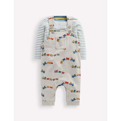 Jersey Overalls Set - Grey Marl Trains | Boden USA