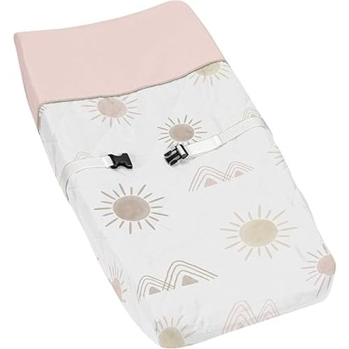Sweet Jojo Designs Boho Desert Sun Girl Baby Nursery Changing Pad Cover - Blush Pink Mauve Gold Taupe Bohemian Watercolor Mountains Southwest Nature Outdoors Minimalist Geometric