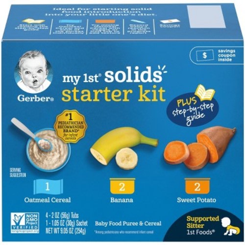 Gerber 1st Food Solids Starter Kit Baby Meals - 8oz/4pk Each