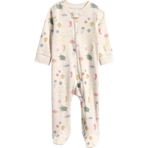 Sea Life Print Organic Cotton Footie, 9M