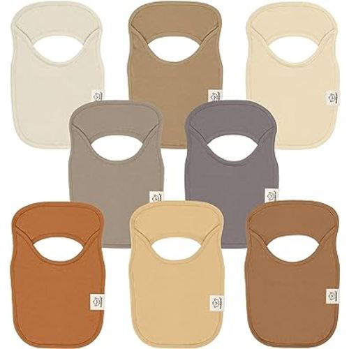 8-Pack Baby Bibs for Boys, Girls - Pull-on Bibs for Baby Girl, Baby Boy, Baby Girl Bib, Baby Boy Bib, Baby Drool Bibs, Baby Bib Unisex, Teething Bibs, Newborn Bibs, Infant, Toddler (Terracotta)