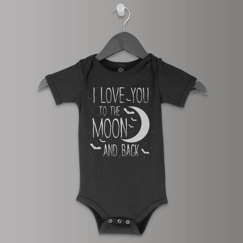 I Love You To The Moon And Back | Goth Baby Clothes | Gothic Baby Clothes | Punk Baby Clothes | Baby Halloween | Witchy Baby Clothes