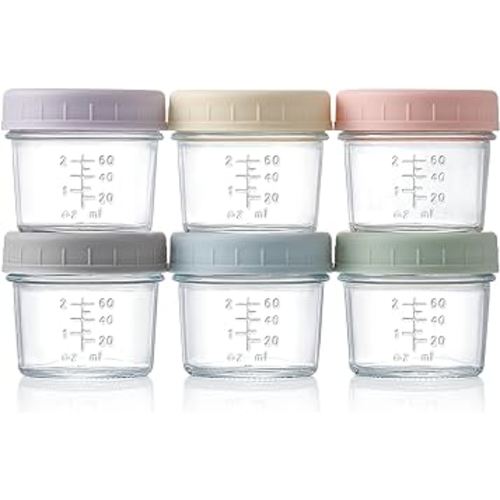 VITEVER 6 Pack Glass Baby Food Storage Containers - 4 oz Baby Food Storage Jars With Lids, Baby Food Maker, Microwave, Dishwasher & Freezer Safe