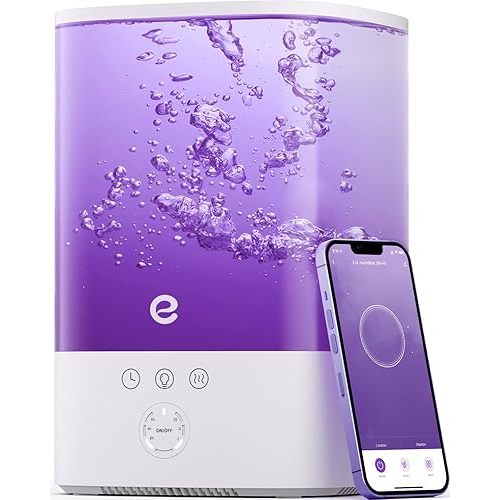 Humidifiers for Bedroom Large Room, Esemoil Smart WiFi Cool Mist Humidifiers for Baby, 3.5L Top Fill & 28dB Quiet, 40H Air Ultrasonic Diffuser with 8 Color Light, Voice Control, Compatible with Alexa
