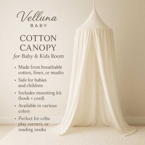 Kids Bed Canopy Cotton for Nursery, Baby Crib Hanging Tent, Mosquito Net & Reading Nook Decor, Playroom Curtain Canopy