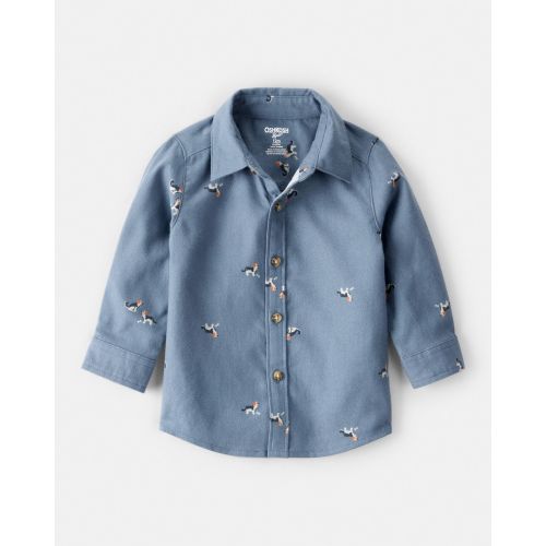 Baby Boy Dog Print Button-Down Shirt - Blue - OshKosh B'gosh | Carter's