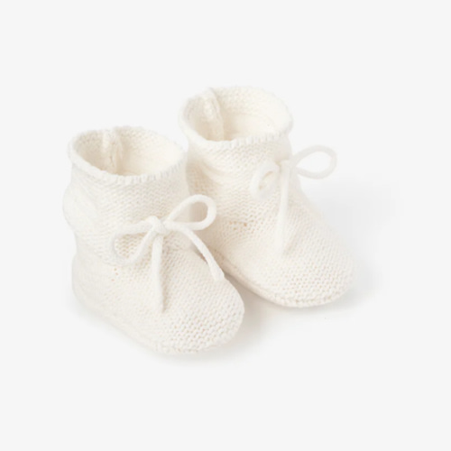 White Garter Knit Baby Booties – Elegant Baby