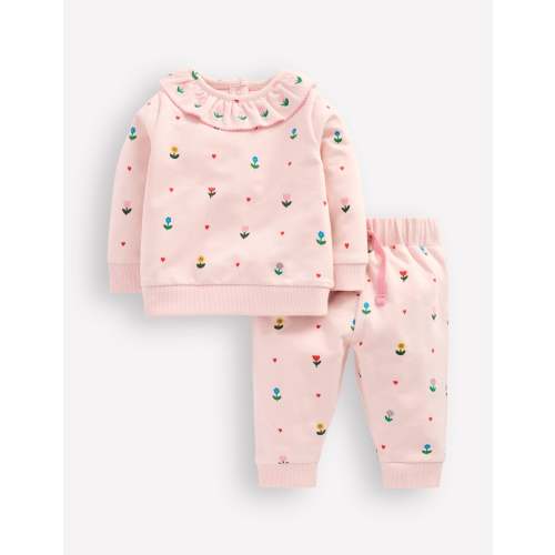 Ruffle Neck Sweat Set-Chalk Pink Multi Heart Flower