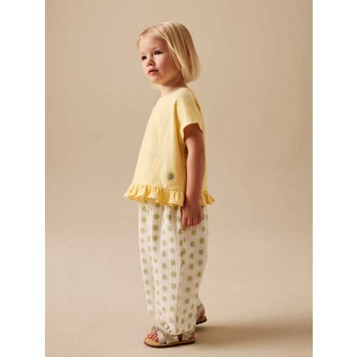 Yellow Flower Wide Leg Trousers Set (3mths-7yrs)