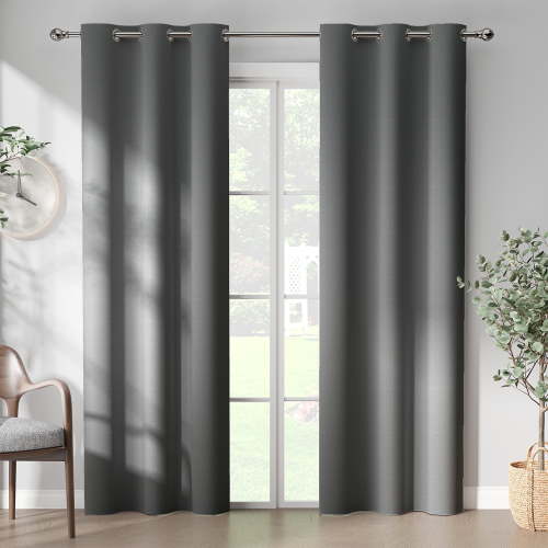 Curtainking Blackout Curtain and Drapes Bedroom Curtains 40x84 inch Solid Grommet Curtains for Living Room, Grey, 2 Pcs