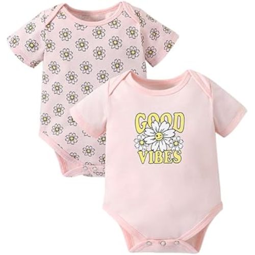 Baby Girls' 0-12 Months 4-Piece (Short Sleeve) Bodysuits Set
