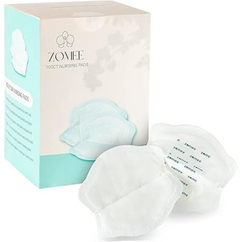 Zomee Disposable Breast Pads for Breastfeeding – Ultra-Absorbent/Leak-Proof/Discreet/Secure – Highly Portable: Individually Wrapped – Soft & BPA-Free (Pack of 100)
