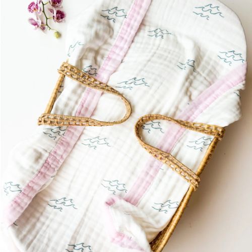Simple Wave Pink Trim – Limited Release Organic Baby Blanket | Coca + B – Coca + B.