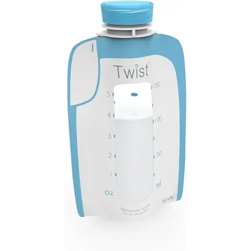 Kiinde Twist Pouch Breast Milk Storage Bags for Pumping, Freezing, and Feeding. Direct pump, direct feed, pre-sterilized, 6 Ounce (Pack of 40)
