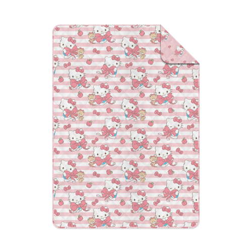 Hello Kitty Gentle Kittens Twin/Full Reversible Microfiber Quilted Blanket, 62x90 inches