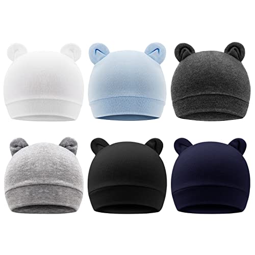 DRESHOW BQUBO 6 Pack Baby Hats for Boys Girls Unisex Baby Hat Soft Knit Cap Nursery Beanie for Newborn Infant Toddler Kid