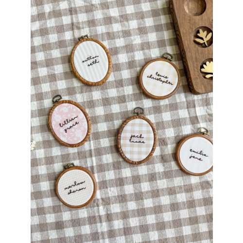 Hand Embroidered Cursive Name Plate | Personalized Baby Name Sign | Birth Announcement & Heirloom Keepsake