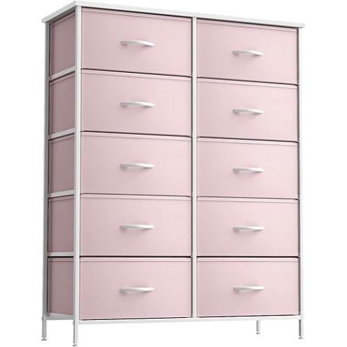 Sorbus Kids Dresser with 10 Drawers - Storage Unit Organizer Chest for Clothes - Bedroom, Kids Room, Nursery, & Closet (Pink, 34 x 12 x 47-10 Drawer)