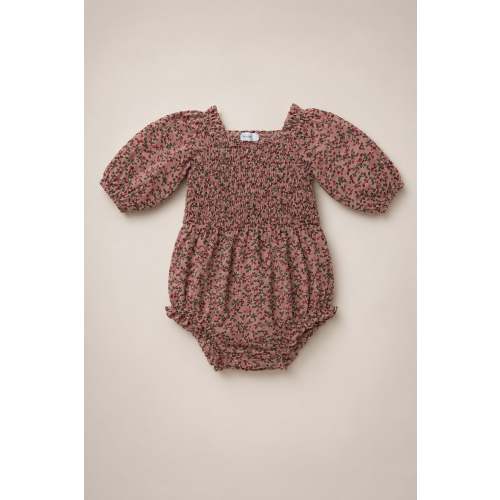 Baby Teagan Romper in Mauve Woodland Floral