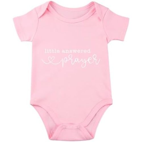 Little Answered Prayer Infant Reveal Ideas Pregnancy Baby Announcement Bodysuit Girl And Boy 0-12M