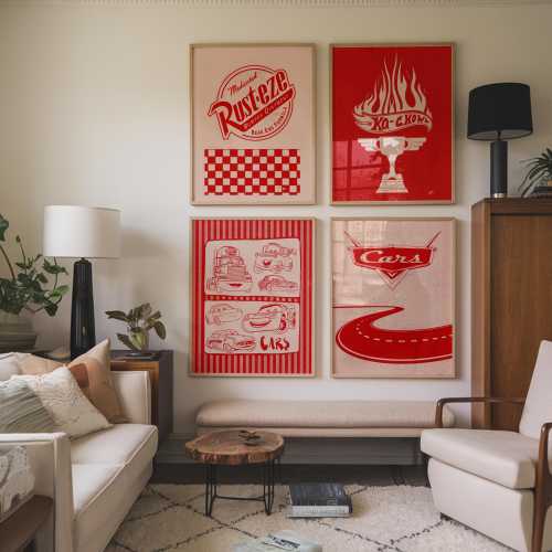 Minimalist Cars Movie Posters Set of 4 Digital Download Printables