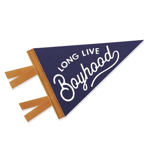 Baby Boy Nursery Decor, Long Live Boyhood Banner Sign for Kids Boys Room Decor Flags, Wall Penants Preppy Navy Blue Wall Hanging Decor for Kids Toddler Boys Nursery Bedroom Room Playroom