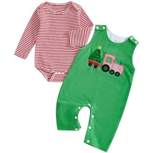 My 1st Christmas Baby Girl Boy Outfit Santa Tree Truck Tank Jumpsuit Striped Romper Baby First Christmas Outfit
