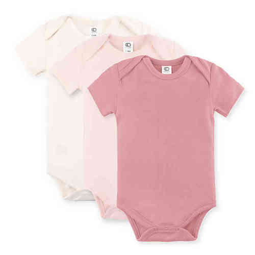 3-Pack Short Sleeve Organic Cotton Bodysuits in Blossom