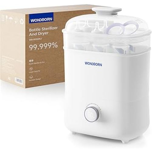 Bottle Sterilizer and Dryer, 99.999% Deep Sterilization, 6-min Rapid Disinfection, Up to 12 Bottles, HEPA Filter, All-in-One for Baby Bottles, Breast Pump Parts & Newborn Essentials