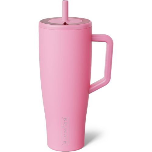 BrüMate Era 40 oz Tumbler with Handle and Straw | 100% Leakproof Insulated Water Bottle Tumbler with Lid and Flexible SoftSip Straw | Made of Stainless Steel | Cup Holder Friendly | 40oz (Primrose)