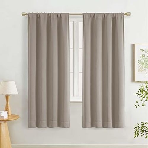 Lecloud Stone Curtains 63 Inch Length 2 Pcs, Room Darkening Thermal Insulated Living Room Curtains for Bedroom, Rod Pocket Farmhouse Decor Window Treatments Long Drapes, Each Panel 40" W x 63" L