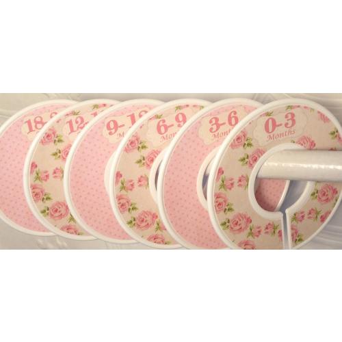 Baby Closet Dividers Clothes Organizers Vintage Pink Tan Shabby Elegance Floral Roses Flowers CD410 Baby Girl Shower Gift Nurser