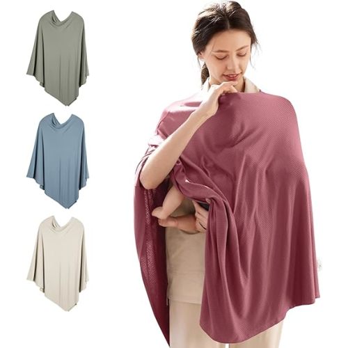Rayon Made from Bamboo Nursing Cover for Baby Breastfeeding,360° Full Privacy Soft & Breathable Breastfeeding Covers Up for Women,Machine Washable Nursing Shawl,Stretchy Carseat Cover