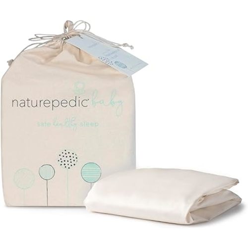 Naturepedic Organic Crib Mattress Sheet - Crib Fitted Sheet for Standard Crib Mattress - Soft and Breathable Cotton Crib Sheet - Ivory - 52"x28"