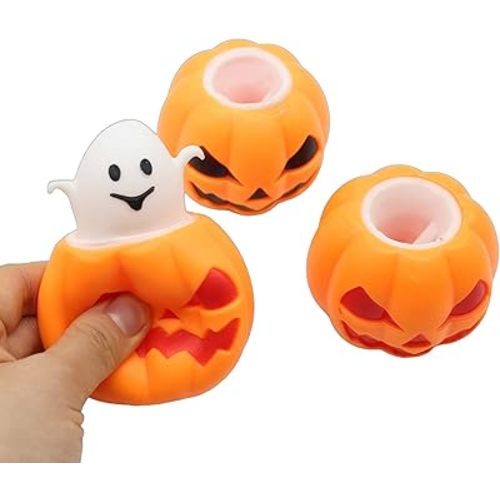 3 PCS Spooky Pumpkin Squeeze Toys - Halloween Fidget Toy for Stress Relief - Cute and Portable Squeeze Toy for Kids and Adults