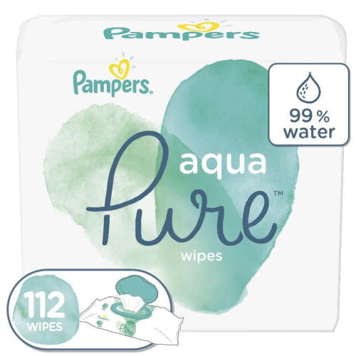Pampers Aqua Pure Baby Wipes, 99% Water, Fragrance Free, Baby Wipes Total (2X Flip-Top Packs), 112 Count - Walmart.ca