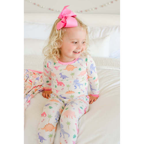 Two Piece Bamboo Pajamas in Little Fossil Pink | Caden Lane