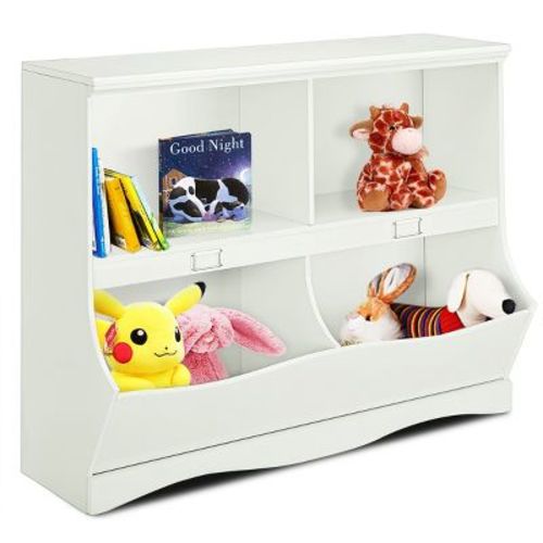 Costway Kids Storage Unit Bookshelf Bookcase Toy Organizer Bookshelf Bookcase White