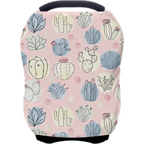 Car Seat Covers for Babies - Multi- use Nursing Carseat Canopy, Breastfeeding Covers, Baby Shower Gifts for Boys and Girls (Cactus)