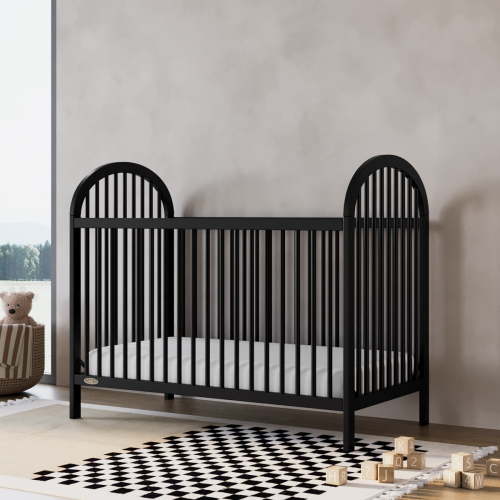 Graco Olivia 3-in-1 Convertible Crib and Premium Crib & Toddler Mattress Bundle, Black