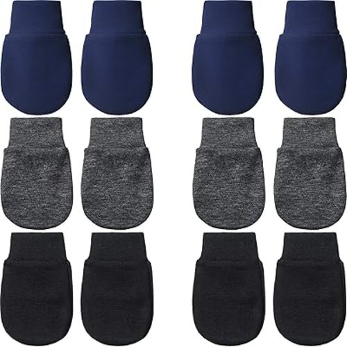 Geyoga 6 Pairs Newborn Baby Mittens No Scratch Gloves Infant Toddler Anti Scratch Essentials Unisex for 3-9 Months Girls Boys