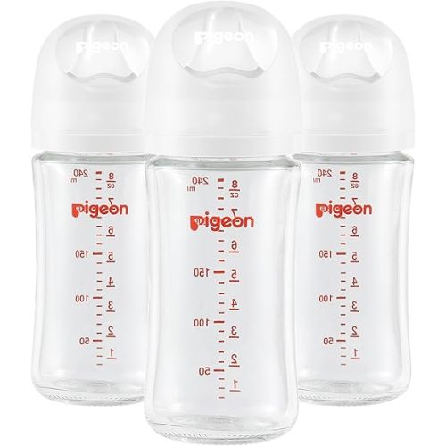 Pigeon - Glass Bottle 8oz (3-Pack) with M Nipple 3M+