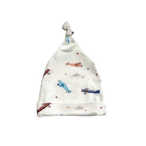 Newborn Knot Hat - Vintage Airplane - Harp Angel Boutique