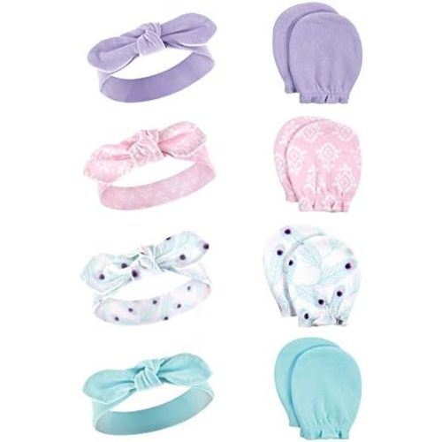Hudson Baby Baby Girls' Cotton Headband and Scratch Mitten Set