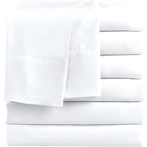 FreshCulture Twin Flat Sheets Only, Pack of 6, Soft Microfiber Bedding Sheets for Home, Salons, Hotels, Bulk Flat Sheets Only Twin Size (White)