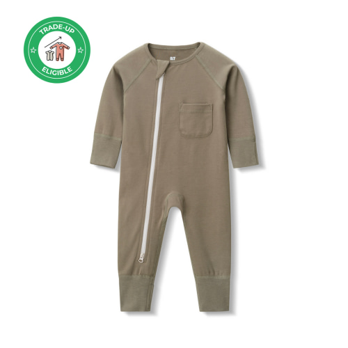 Organic Olive Zip Romper | Baby Sleeper | Our Little Treasures