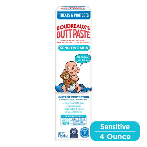Boudreaux’s Butt Paste Diaper Rash Cream for Sensitive Skin with Zinc Oxide, Ointment for Baby, 4 oz HSA/FSA Eligible