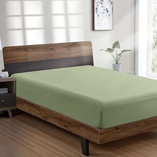 FreshCulture Twin Fitted Sheet - Hotel Quality - Ultra Soft & Breathable - Brushed Microfiber - Deep Pocket - Cooling Fitted Sheet for Twin Size Bed (Sage Green)