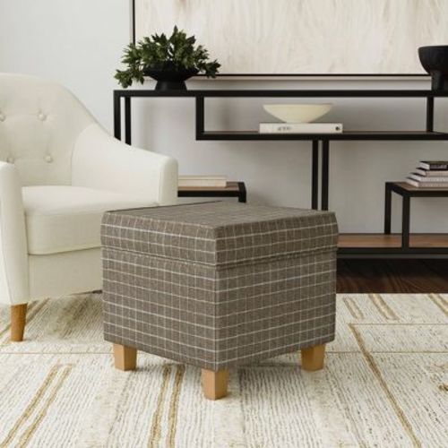 Cole Classics Square Storage Ottoman with Lift Off Top Light Brown Window Pane - HomePop